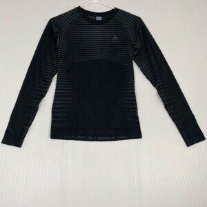 Odlo Mens Shirt Size Small  Baselayer Cycling Black Long Sleeve Performance NWOT